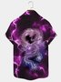 Royal Holiday Cotton Blended Purple Oriental Element Chinese Dragon Lightning Men's Super Large Short Sleeve Shirt