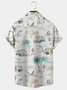 Royaura Holiday Tour Bus Coconut Tree Beach Men's Hawaiian Short Sleeve Shirt Wrinkle-Free Shirt