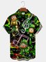 Royaura Holiday St. Patrick's Men's Hawaiian Shirts Clover Cartoon Easy Care Plus Size Shirts