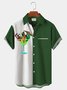 Royaura Green Parrot Wineglass Breast Pocket Hawaiian Shirt Plus Size Vacation Shirt