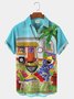 Royaura Parrot Beach Breast Pocket Hawaiian Shirt Plus Size Vacation Shirt