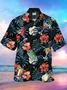 Royaura Plant Leaf Flower Cocktail Print Chest Bag Hawaiian Shirt Plus Size Holiday Shirt