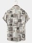 Royaura Casual Geometric Color Block Chest Pocket Hawaiian Shirt Plus Size Resort Shirt