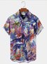 Royaura Holiday Beach Men's Hawaiian Shirts Fun Palm Tree Art Wrinkle Free Seersucker Plus Size Camp Shirts