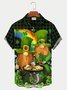 Royaura Irish Lucky St. Patrick's Day Gnomes Print Men's Hawaiian Shirt Breathable Plus Size Shirts