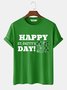 Royaura Happy St.Patrick's Men's Short Sleeve T-Shirt Clover Art Oversized Stretch Tops