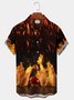 Royaura Flame Bowling Print Shirt Plus Size Bowling Shirt