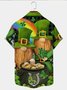 Royaura Vintage Holiday St. Patrick Men's Hawaiian Shirts Cartoon Gnome Wrinkle Free Seersucker Plus Size Aloha Shirts