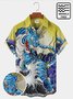 Royaura Japanese Vintage Oriental Men's Hawaiian Shirts Tiger Art Wrinkle Free Seersucker Large Size Aloha Shirts