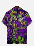 Royaura Holiday Mardi Gras Men's Hawaiian Shirt Dinosaur Cartoon Stretch Oversized Button Shirts