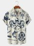 Royaura Vintage Nautical Print Chest Pocket Hawaiian Shirt Oversized Vacation Wrinkle Free Shirt
