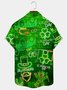 Royaura Green St. Patrick's Day Neon Trefoil Print Breast Pocket Holiday Shirt Plus Size Print Shirt