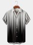 Royaura Black Gradient Stripe Tech Print Chest Pocket Basic Shirt Plus Size Shirt