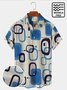Royaura 60’s Vintage Men's Hawaiian Shirts Medieval Geometric Art Wrinkle Free Seersucker Oversized Button Shirts