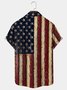 Royaura Vintage Textured American Flag Men's Oversized Short Sleeve Shirt