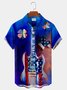 Royaura Guitar Flag Clover Fourleaf Print Music Shirt Plus Blue Shirt