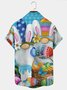Royaura Holiday Casual Easter Men's Hawaiian Shirts Bunny Cartoon Egg Art Stretch Plus Size Aloha Shirts