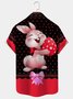 Royaura Easter Rabbit Egg Print Chest Bag Shirt Plus Size Shirt
