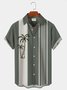 Royaura 50's Vintage Men's Bowling Shirts  Coconut Tree Stripe Oversized Stretch Camp Shirts