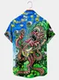 Royaura Blue Hawaiian Aloha Octopus Guitar Print Chest Bag Plus Size Shirt