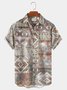 Royaura Ethnic Pattern Textured Hawaiian Shirt Oversized Vacation Aloha Wrinkle-Free Shirt