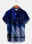 Royaura Blue Aurora Gradient Hawaiian Coconut Tree Beauty Print Chest Bag Shirt Plus Size Shirt