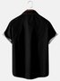 Royaura Black Vintage Bowling Contrast Coconut Tree Print Men's Chest Bag Holiday Shirt Plus Size Shirt
