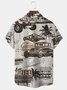 Royaura Beach Holiday Casual Men's Hawaiian Shirts Retro Vintage Car Large Size Wrinkle Free Seersucker Vacation Shirts