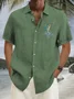 Royaura Tropical Ocean Men's Hawaiian Shirts FishTree Coconut Tree Art Oversized Natural Fiber Camp Shirts