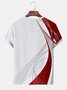 Men's red gradient geometric art printing round neck plain casual t-shirt