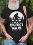 Royaura Men's Bigfoot Saw Me But Nobody Believes Him Funny Outdoor Camping Graphic Print Crew Neck Casual Comfortable Text Letters T-Shirt