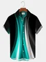 Royaura Black Art Gradient Print Men's Black Chest Bag Shirt Plus Size Shirt
