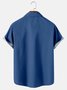 Royaura Blue Vintage Bowling Flame Car Print Breast Pocket Shirt Plus Size Shirt