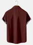 Royaura Red Vintage Bowling Car Print Chest Pocket Shirt Plus Size Men's Shirt