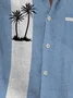 Royal Hawaiian Blue Nature  Fiber Coconut Tree Print Chest Bag Holiday Shirt Plus Hawaiian Shirt