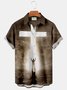Royaura Holiday Easter Cross Print Chest Bag Shirt Plus Size Shirt