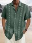 Royaura Cotton Linen Ethnic Aztec Pattern Retro Bowling Shirt Oversized Vacation Aloha Shirt