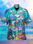 Royaura Easter Fun Shark Bunny Hawaiian Shirt Oversized Vacation Aloha Shirt