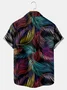 Royaura Black Hawaiian Plant Leaf Print Chest Bag Holiday Shirt Plus Size Shirt