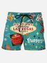 Royaura 60’s Men's Las Vegas Hawaiian Beach Pants Quick Dry Elastic Large Size Casual Shorts