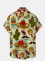 Royaura Holiday Casual Cinco de Mayo Men's Hawaiian Shirts Cartoon Pepper Cactus Seersucker Anti-Wrinkle Plus Size Camp Shirts