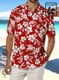 Royaura Natural Fiber Vintage Red Coconut Tree Hawaiian Oversized Aloha Shirt