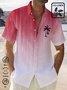 Royaura Men's Cotton Linen Gradual Texture Coconut Tree Print Chest Bag Shirt Plus Size Shirt