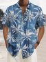 Royaura Nature  Fiber Hawaiian Coconut Tree Blue Print Chest Bag Shirt Plus Size Holiday Shirt