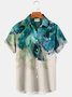 Royaura Cotton Linen Gradient Tropical Leaf Print Men's Vacation Beach Hawaiian Big & Tall Aloha Shirt