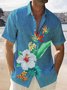 Royaura Comfortable Hemp Flower Lily Hawaiian Button Shirt