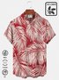 Royaura Cotton Linen Chambray Tropical Leaves Men's Vacation Hawaiian Big & Tall Aloha Shirt