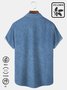 Royaura Hawaiian Blue Linen Denim Imitation Coconut Tree Print Chest Pocket Holiday Hawaiian Shirts