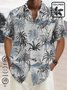 Royaura Linen Hawaiian Coconut Tree Blue Print Chest Bag Shirt Plus Size Holiday Shirt