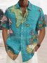 Royaura Cotton Linen Navigation Map Retro Men's Plus Size Shirt